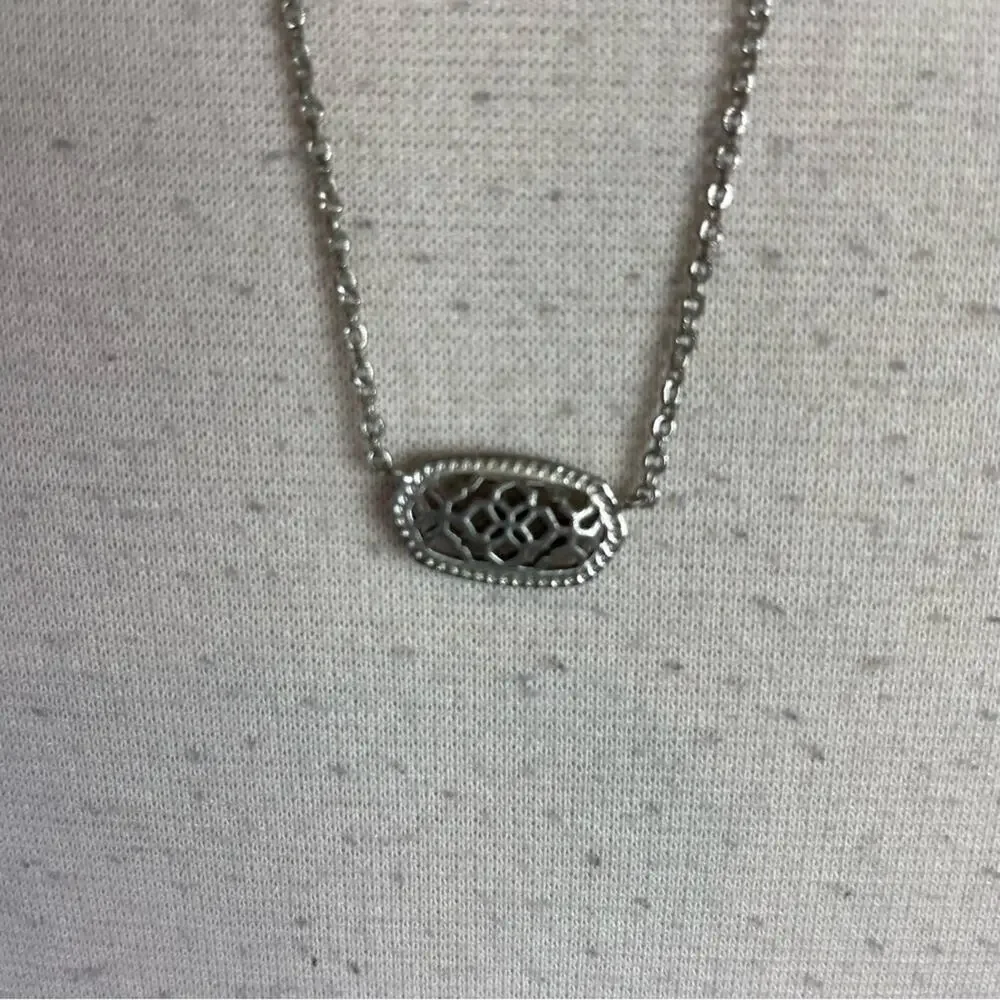 Kendra Scott Silver Elisa Gunmetal Filagree Necklace